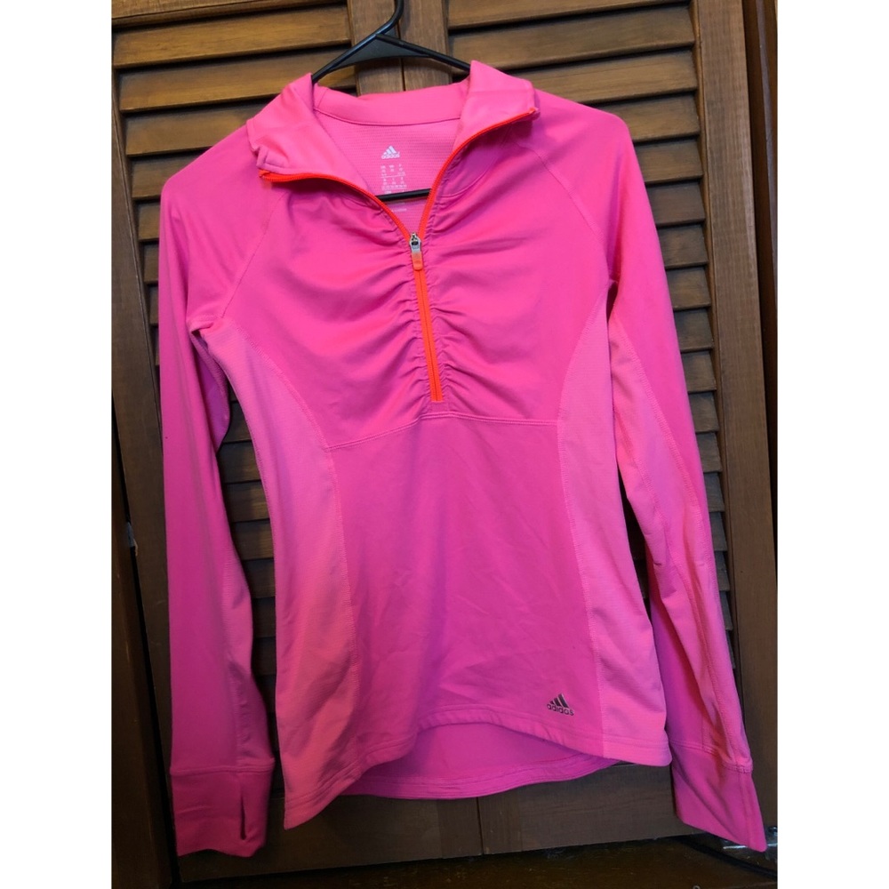 Pink & orange climalite Adidas athletic half zip
